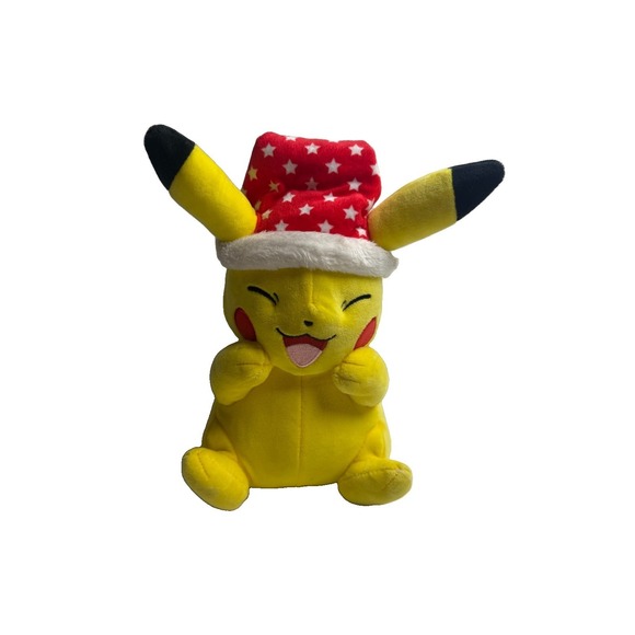 Pokémon Other - Pokémon Christmas Pikachu Plush, Holiday Santa Hat Star Pattern  Nintendo